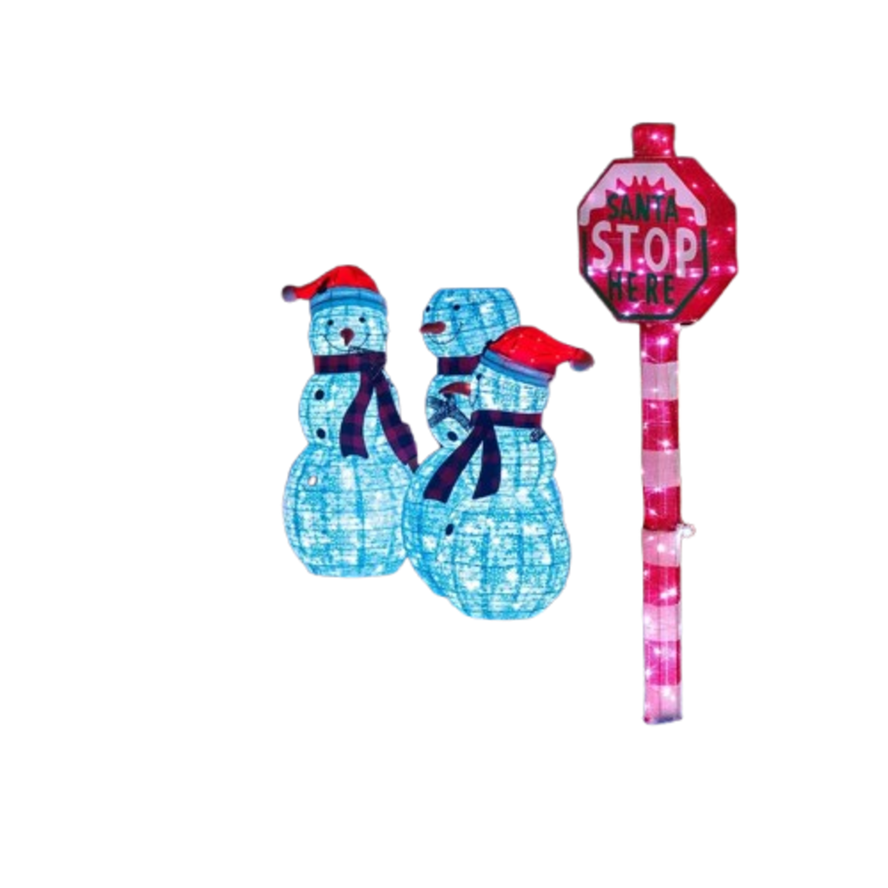 Outdoor Christmas Decorations Santa Stop Here Sign LED Lighted Holiday for Yard